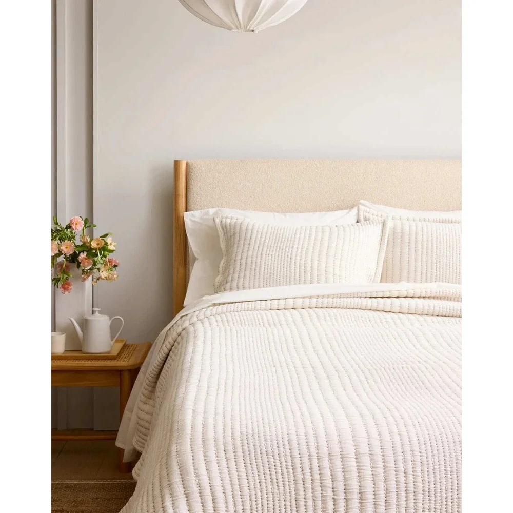 Quince Organic Cotton Chanel Stitch comforter king undyed NWT